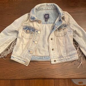 Gap custom fringe jean jacket size 3